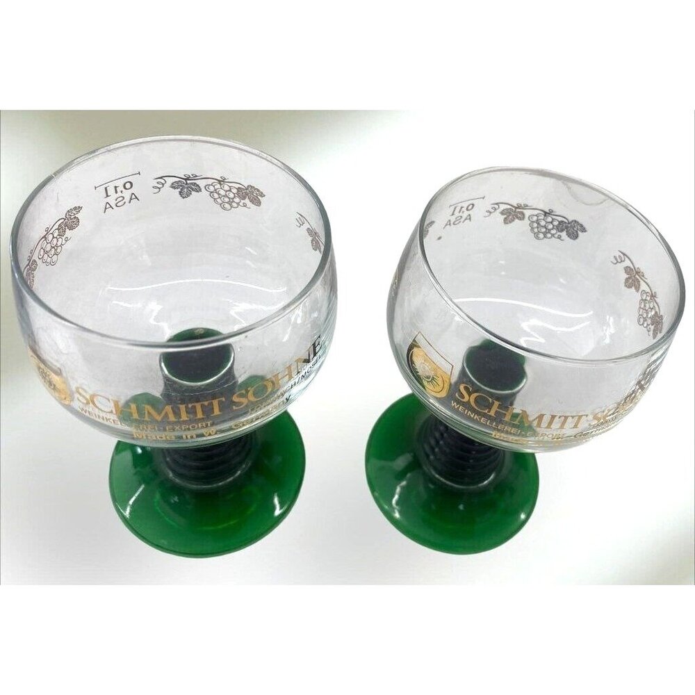 Vintage Green Beehive Stemmed German Wine Glass Schmitt Sohne - Picture 3 of 5